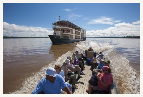 estrella amazon river boat guests-with-ship