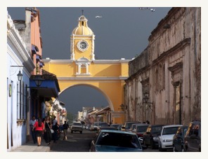 Antigua arch in dark sky